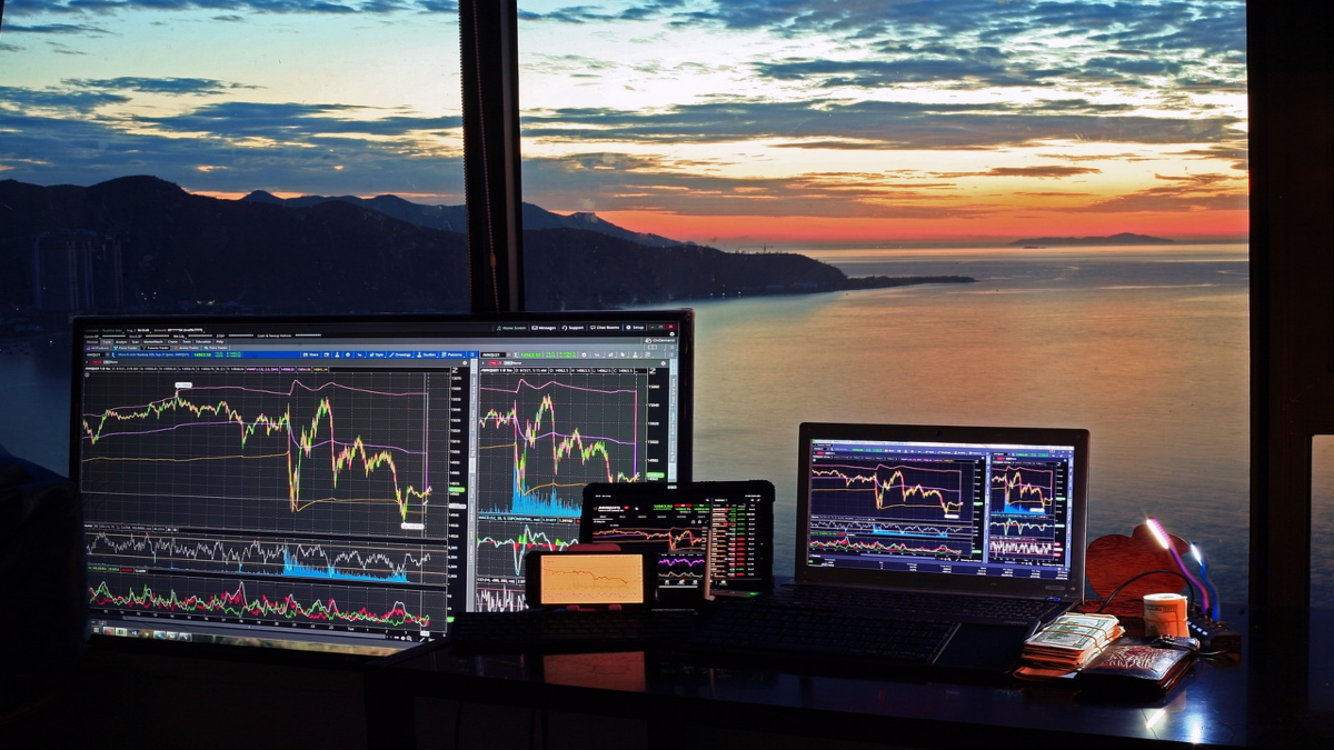trading screens with a sea view